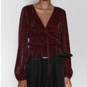 Zara Black/Red Cheetah Top